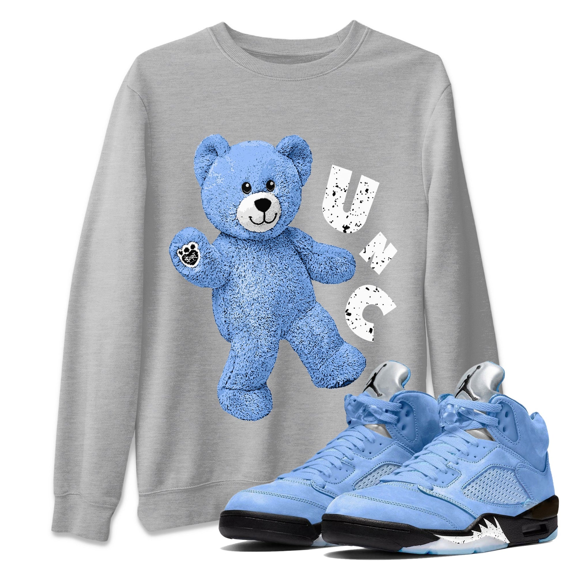 Jordan 5 UNC Jordan Shirts Hello Bear Sneaker Tees Air Jordan 5 UNC SNRT Sneaker Tees Unisex Shirts Heather Grey 1