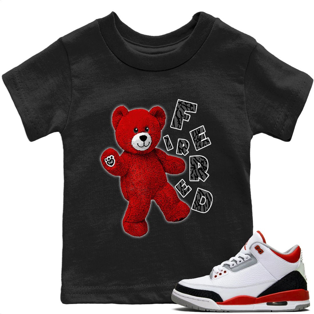 Jordan 3 Fire Red Sneaker Match Tees Hello Bear Sneaker Tees Jordan 3 Fire Red Sneaker Release Tees Kids Shirts
