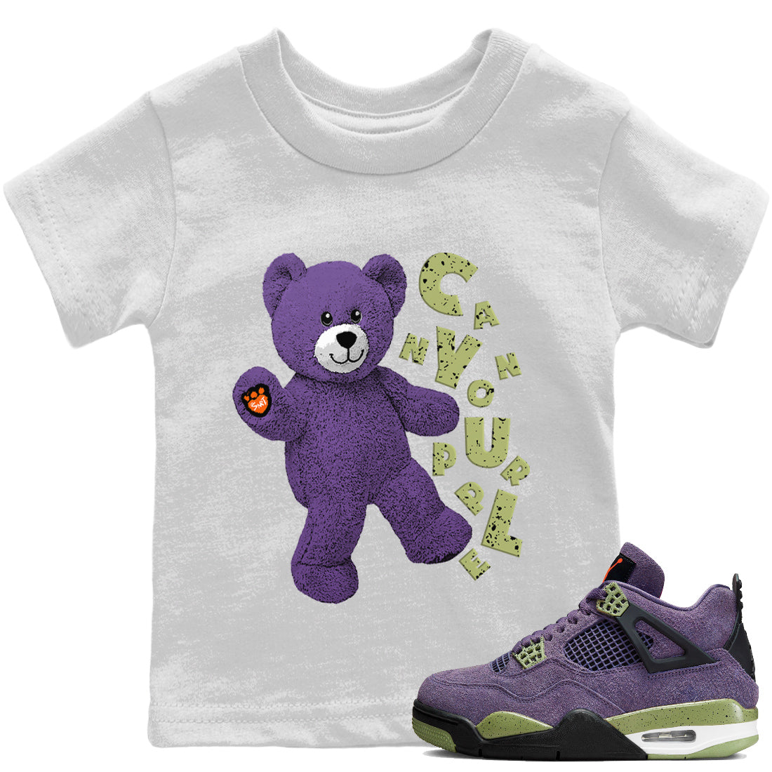 Jordan 4 Canyon Purple Sneaker Match Tees Hello Bear Sneaker Tees Jordan 4 Canyon Purple Sneaker Release Tees Kids Shirts