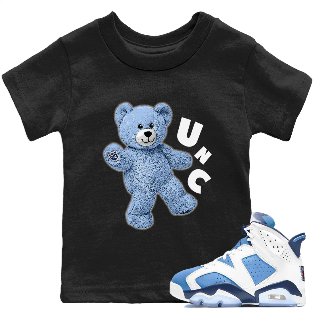 Jordan 6 UNC Sneaker Match Tees Hello Bear Sneaker Tees Jordan 6 UNC Sneaker Release Tees Kids Shirts