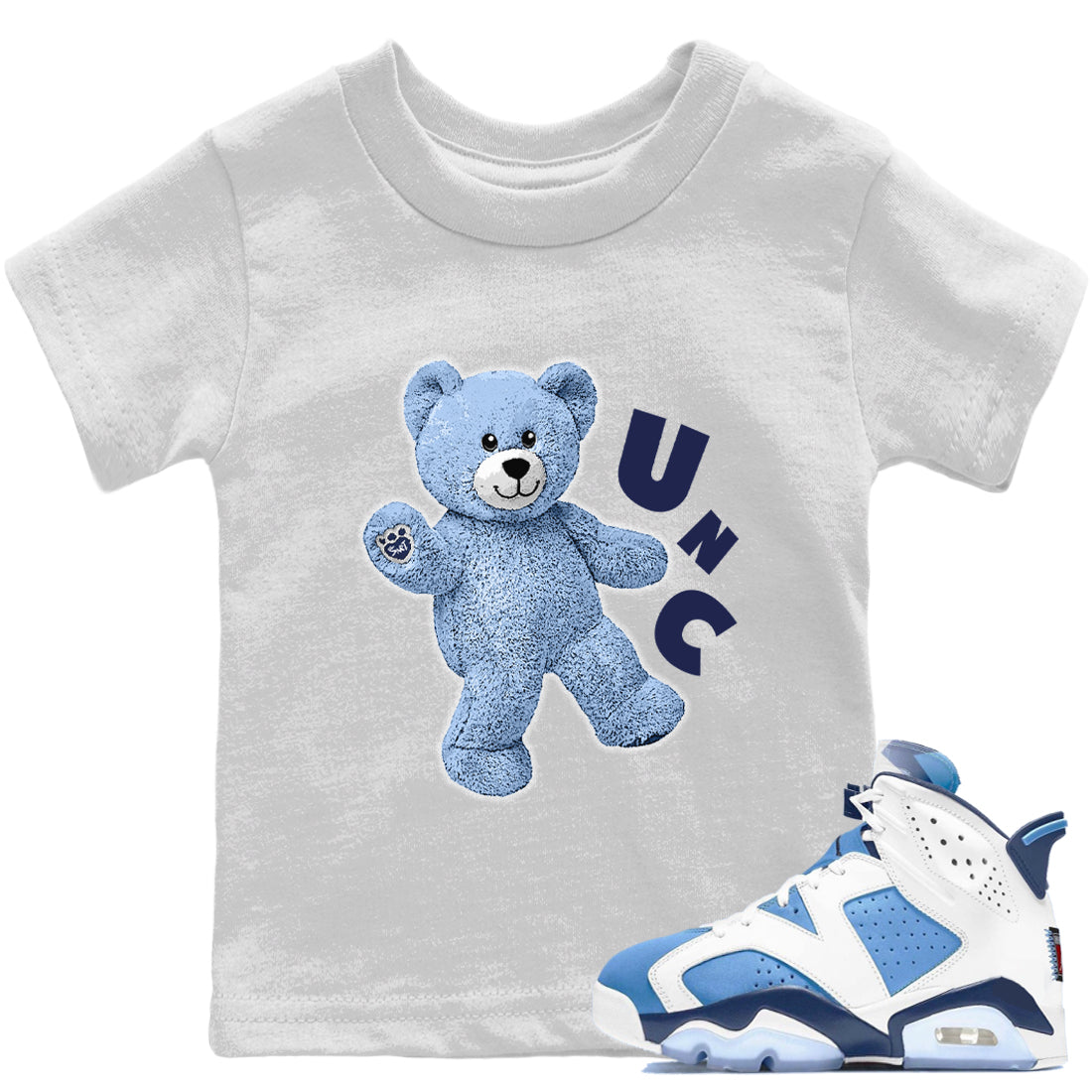 Jordan 6 UNC Sneaker Match Tees Hello Bear Sneaker Tees Jordan 6 UNC Sneaker Release Tees Kids Shirts