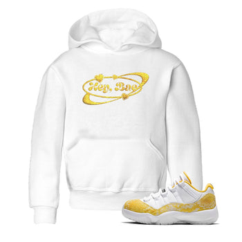 Air Jordan 11 Yellow Python Sneaker Match Tees Hey Bae Sneaker Tees AJ11 Yellow Python Sneaker Release Tees Kids Shirts White 1