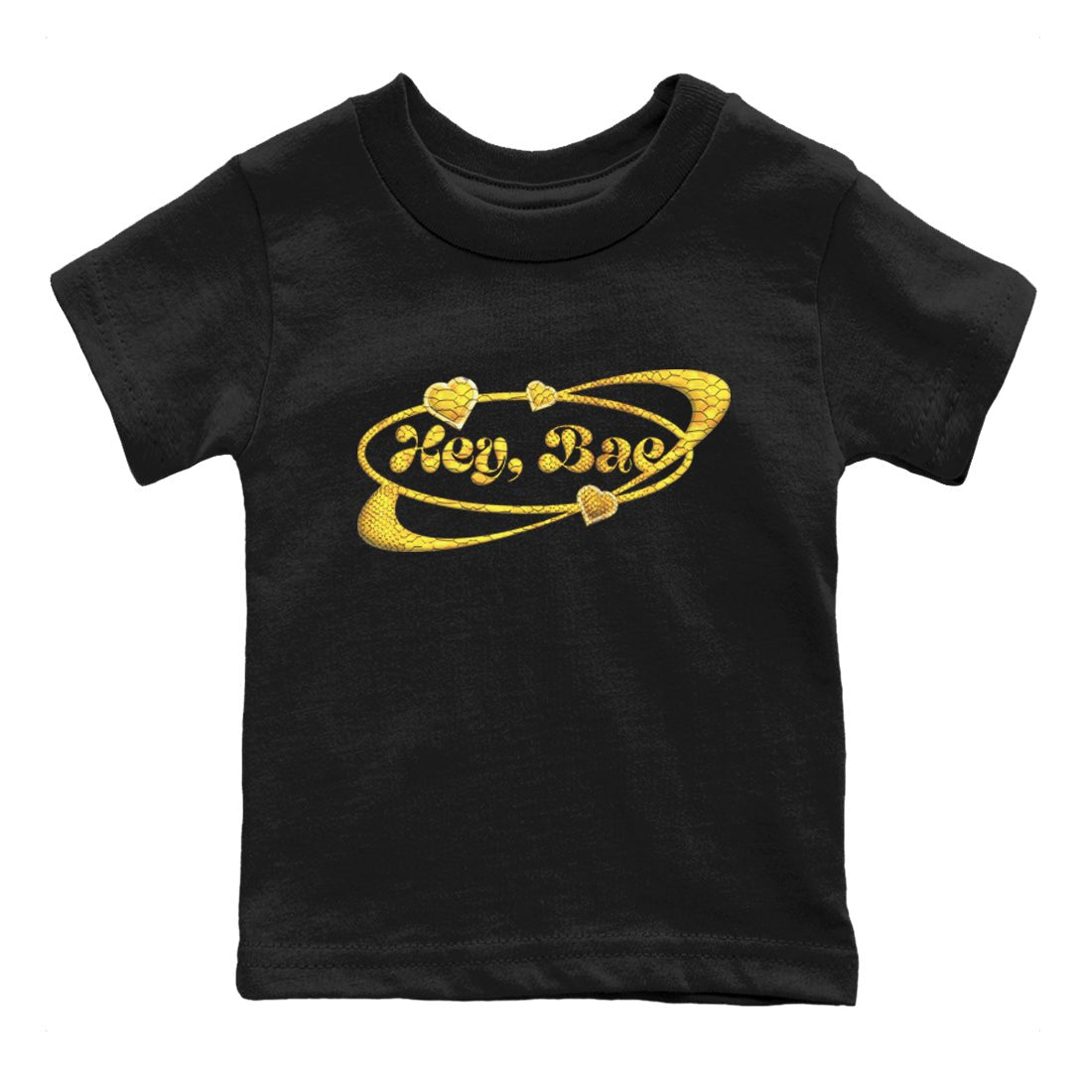 Air Jordan 11 Yellow Python Sneaker Match Tees Hey Bae Sneaker Tees AJ11 Yellow Python Sneaker Release Tees Kids Shirts Black 2