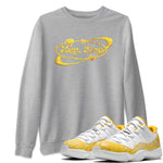 Air Jordan 11 Yellow Python Sneaker Match Tees Hey Bae Sneaker Tees AJ11 Yellow Python Sneaker Release Tees Unisex Shirts Heather Grey 1