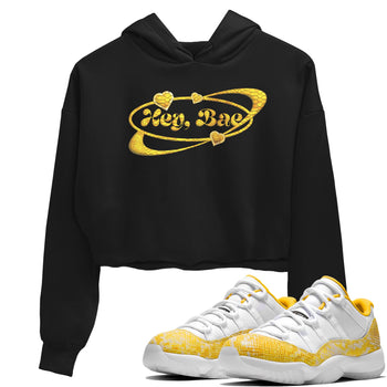 Air Jordan 11 Yellow Python Sneaker Match Tees Hey Bae Sneaker Tees AJ11 Yellow Python Sneaker Release Tees Women's Shirts Black 1