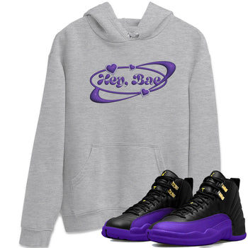 Air Jordan 12 Field Purple Sneaker Match Tees Hey Bae Sneaker Tees AJJordan 12 Lakers Sneaker Release Tees Unisex Shirts Heather Grey 1