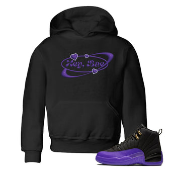 Air Jordan 12 Field Purple Sneaker Match Tees Hey Bae Sneaker Tees AJJordan 12 Lakers Sneaker Release Tees Kids Shirts Black 1