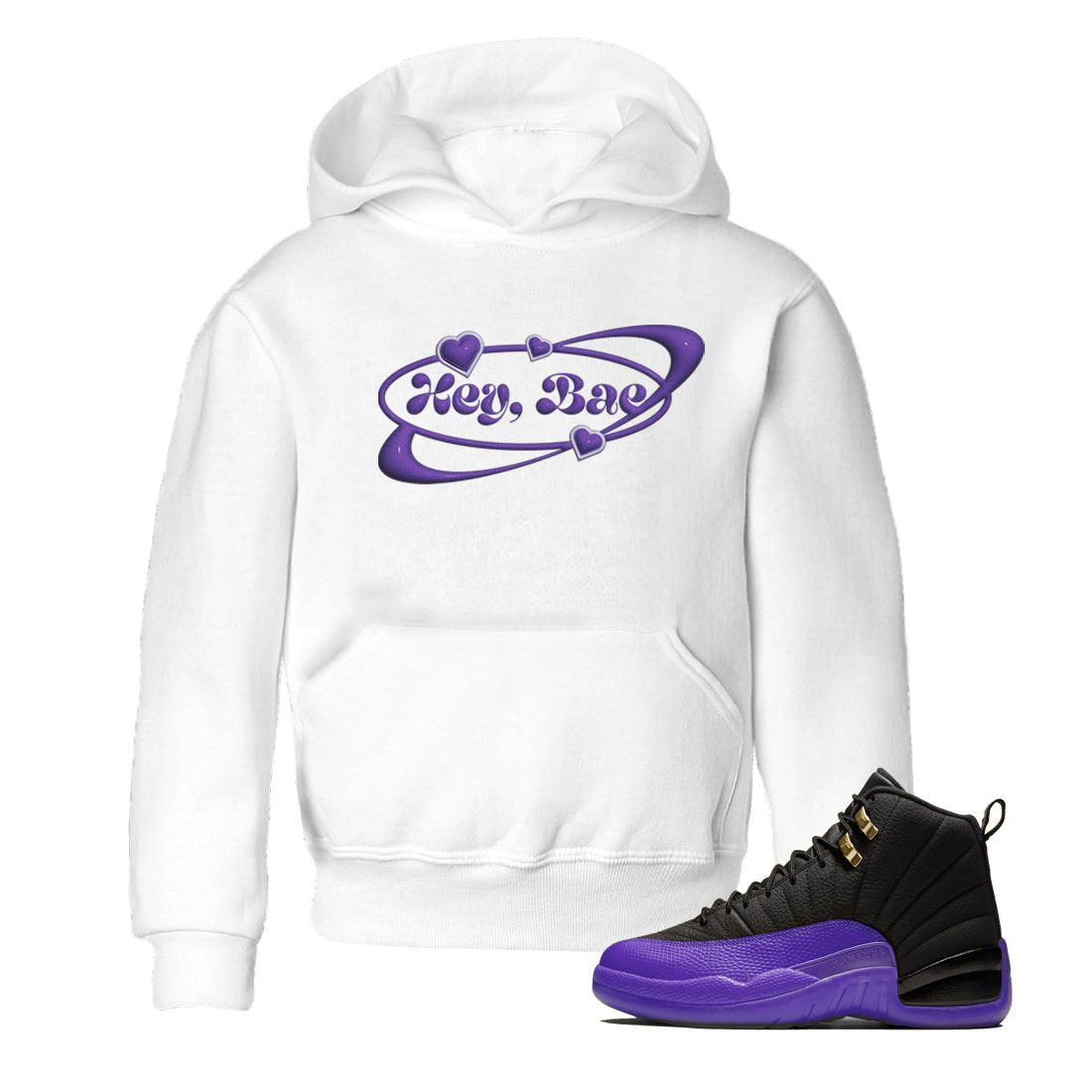 Air Jordan 12 Field Purple Sneaker Match Tees Hey Bae Sneaker Tees AJJordan 12 Lakers Sneaker Release Tees Kids Shirts White 1