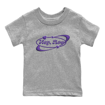 Air Jordan 12 Field Purple Sneaker Match Tees Hey Bae Sneaker Tees AJJordan 12 Lakers Sneaker Release Tees Kids Shirts Heather Grey 2