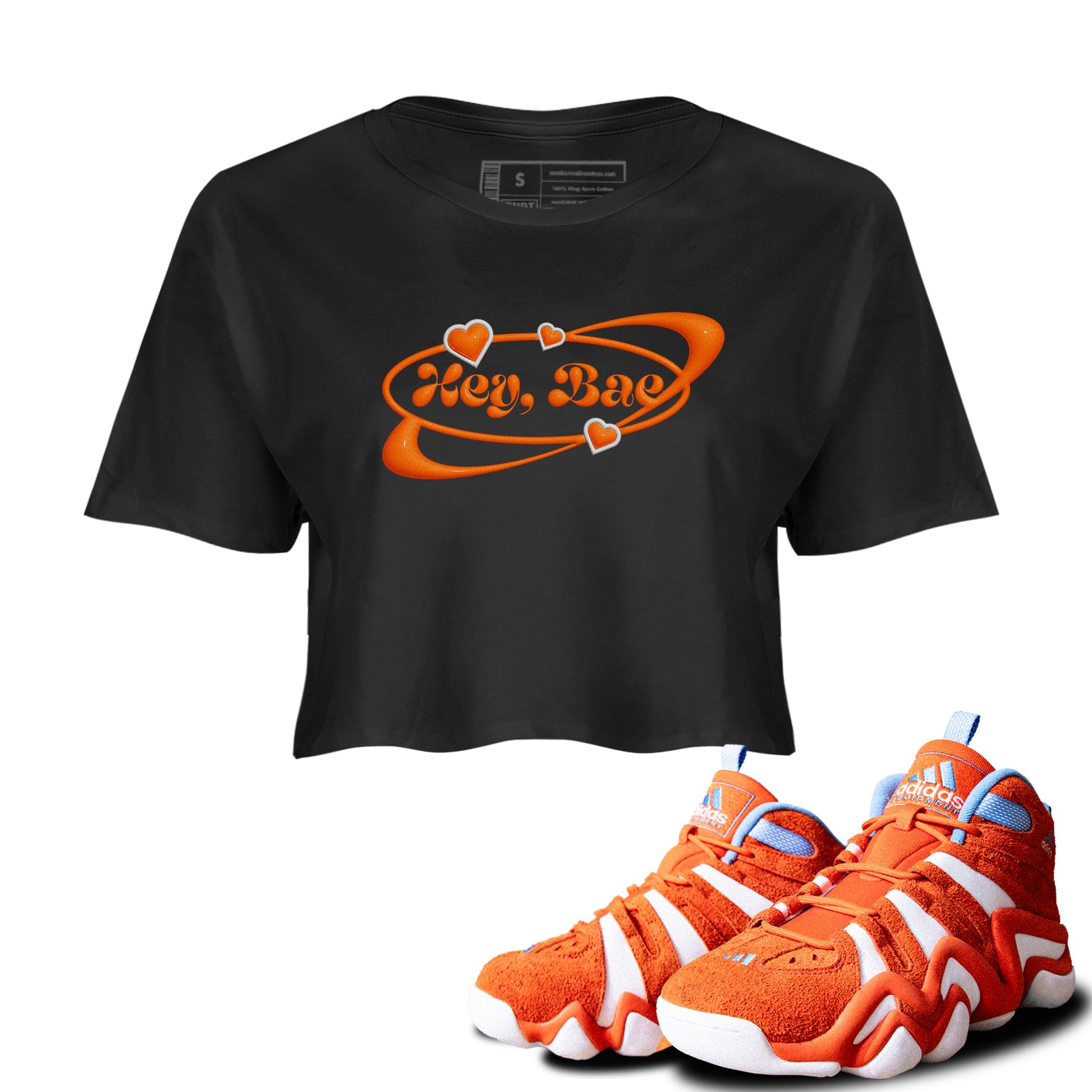 Crazy 8 Team Orange shirt to match jordans Hey Bae sneaker tees Adidas Crazy 8 Team Orange SNRT Sneaker Release Tees Black 1 Crop T-Shirt
