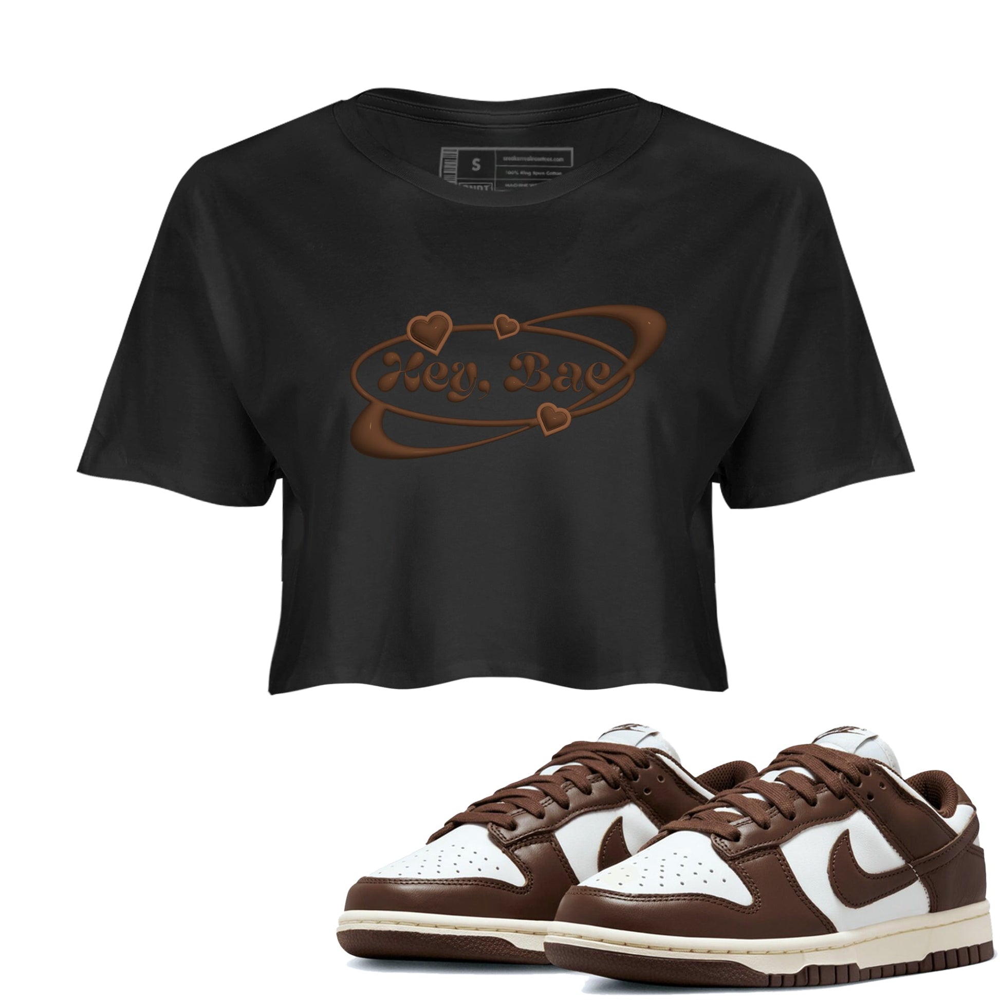 Dunk Cacao Wow shirt to match jordans Hey Bae sneaker tees Nike Dunk Cacao Wow SNRT Sneaker Release Tees Black 1 Crop T-Shirt