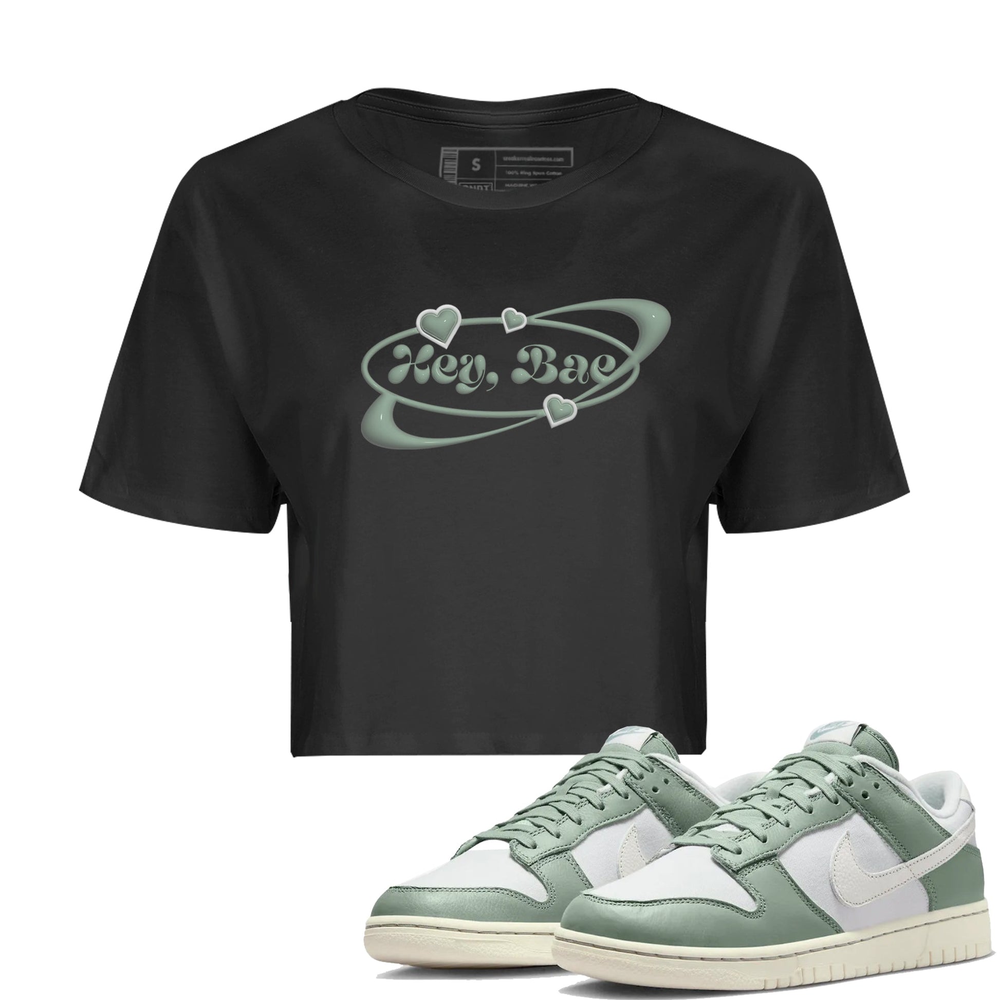 Dunk Mica Green Sneaker Match Tees Hey Bae Sneaker Tees Dunk Low Mica Green Sneaker Release Tees Women's Shirts Black 1