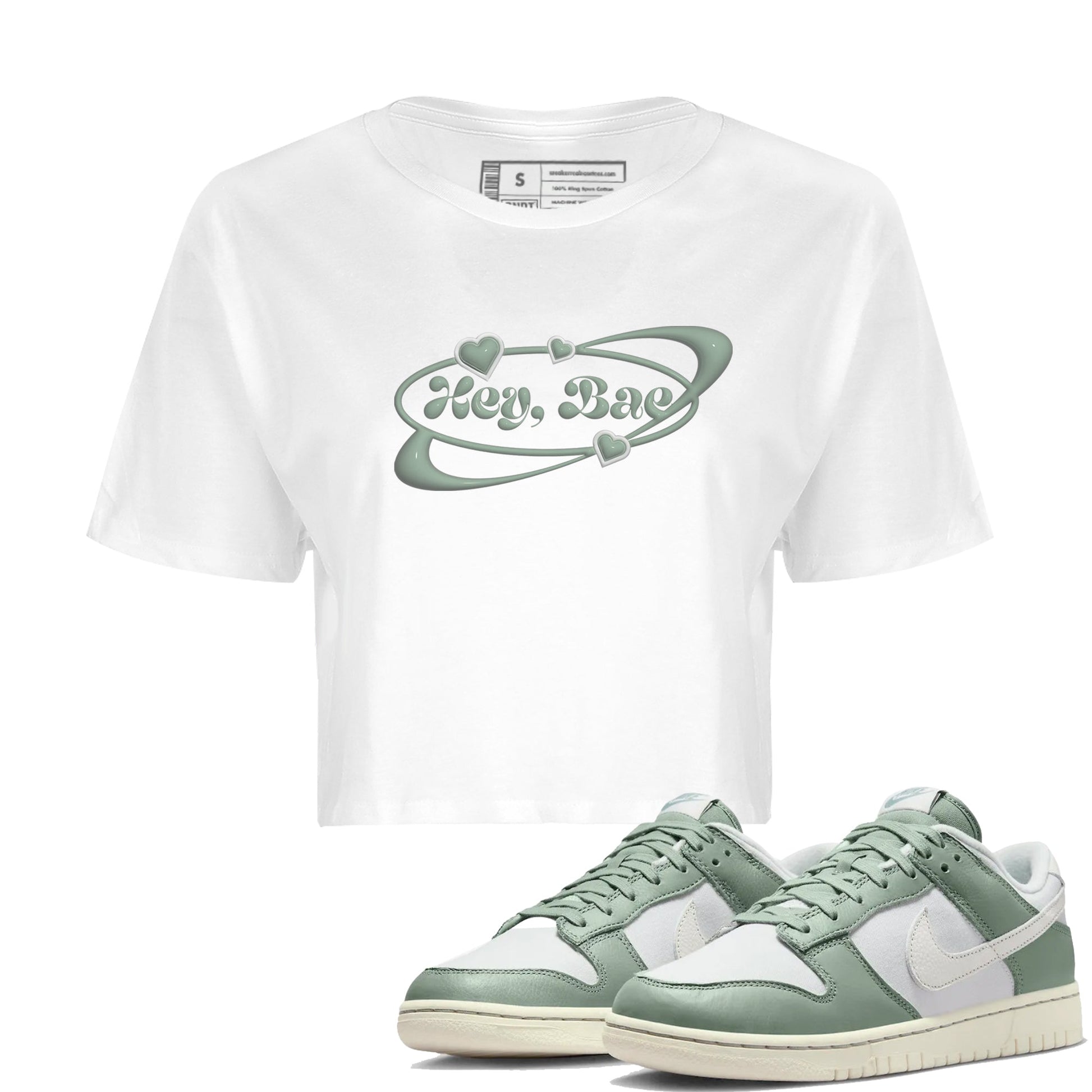 Dunk Mica Green Sneaker Match Tees Hey Bae Sneaker Tees Dunk Low Mica Green Sneaker Release Tees Women's Shirts White 1