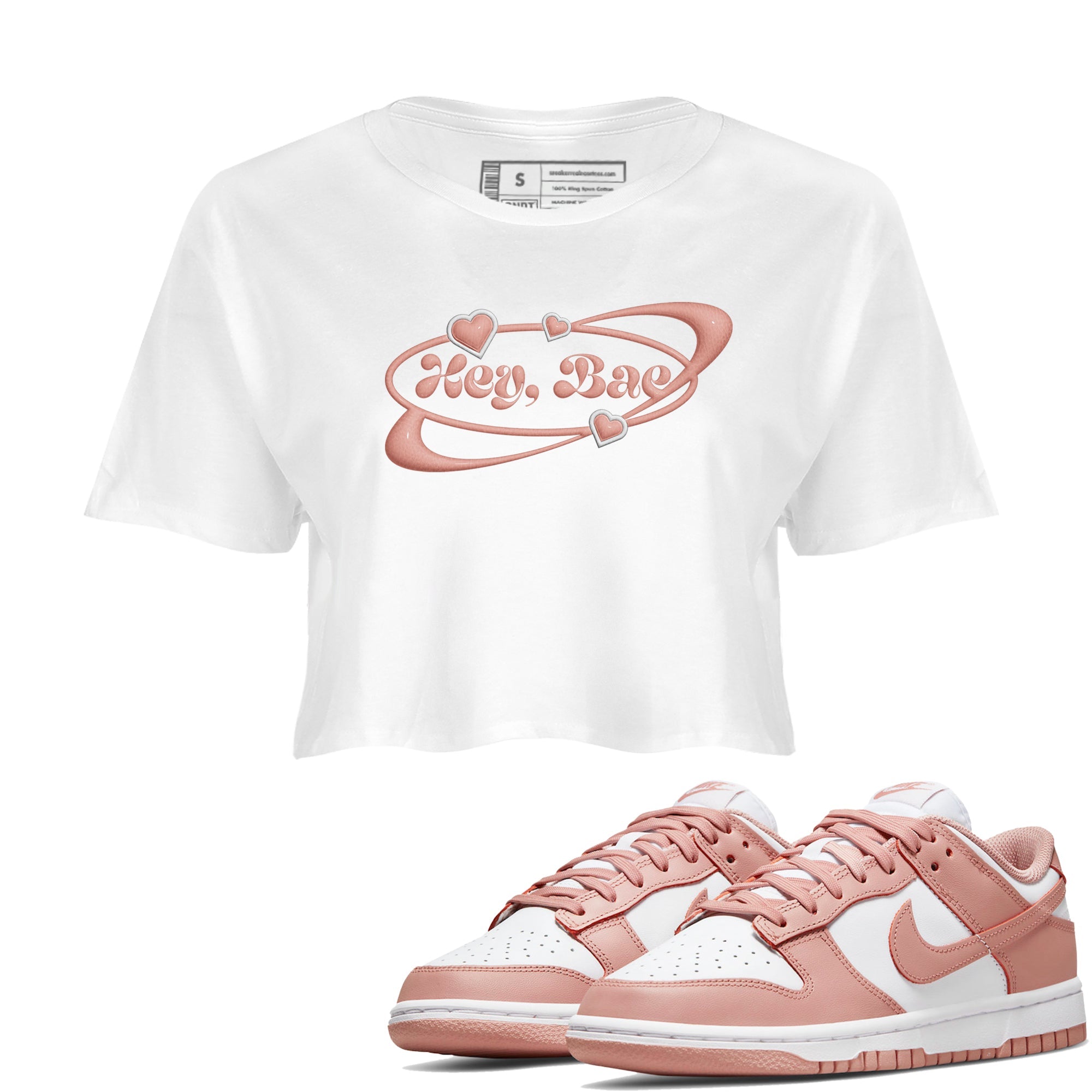 Dunk Rose Whisper shirt to match jordans Hey Bae sneaker tees Nike Dunk LowRose Whisper SNRT Sneaker Release Tees White 1 Crop T-Shirt