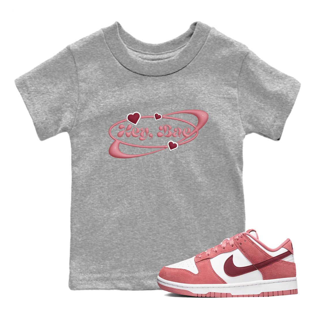 Dunk Valentines Day 2024 shirt to match jordans Hey Bae sneaker tees Dunk Happy Valentines Day 2024 SNRT Sneaker Release Tees Baby Toddler Heather Grey 1 T-Shirt