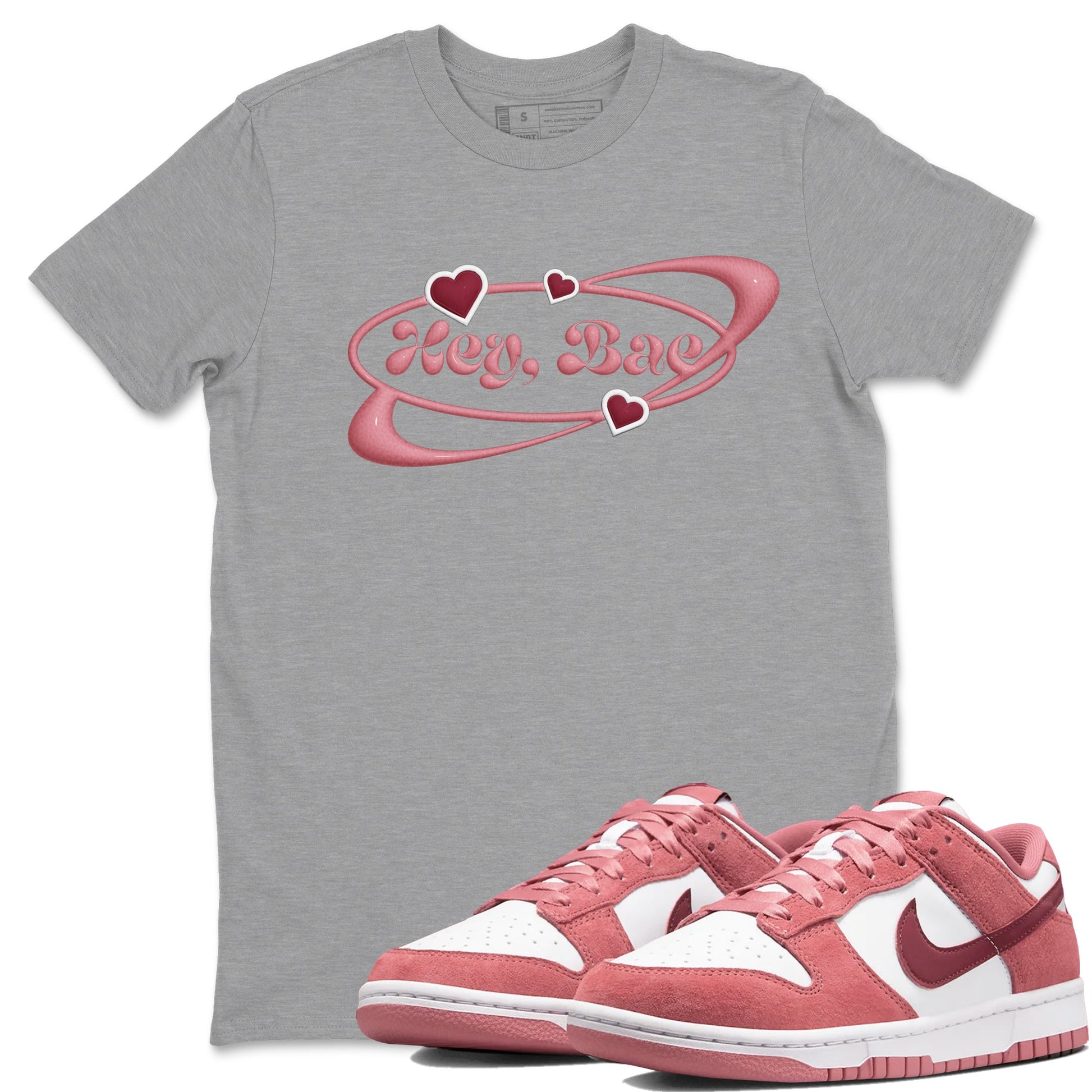 Dunk Valentines Day 2024 shirt to match jordans Hey Bae sneaker tees Dunk Happy Valentines Day 2024 SNRT Sneaker Release Tees Unisex Heather Grey 1 T-Shirt