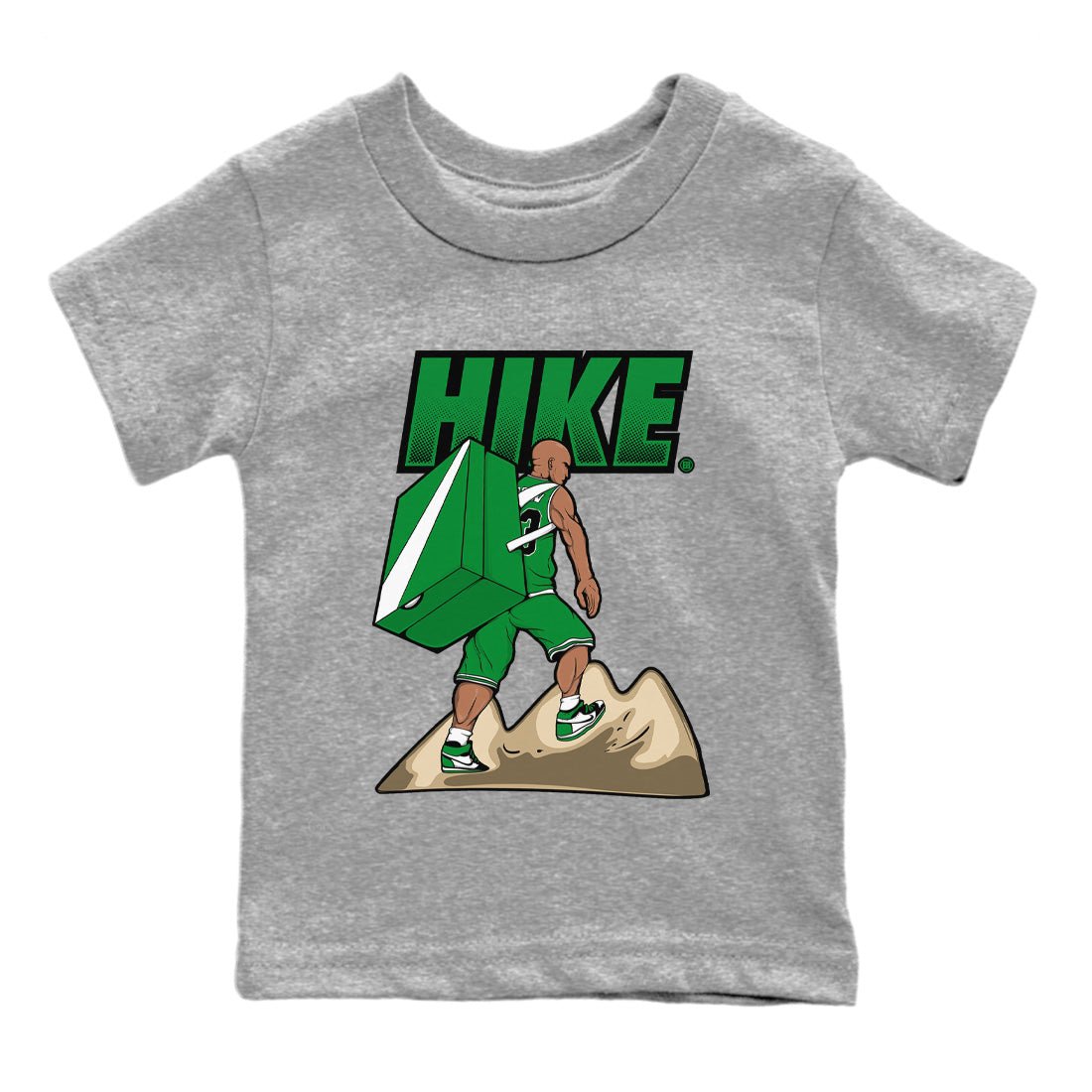 Air Jordan 1 Celtics Sneaker Match Tees Hike Sneaker Tees Air Jordan 1 High OG Celtics Sneaker Release Tees Kids Shirts Heather Grey 2