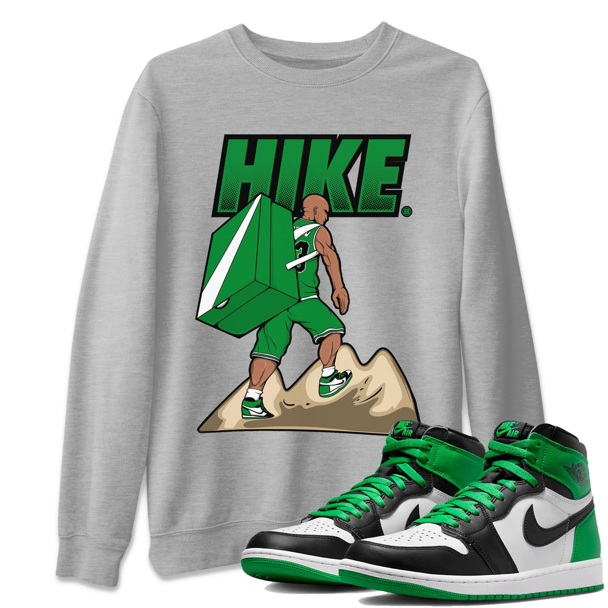 Air Jordan 1 Celtics Sneaker Match Tees Hike Sneaker Tees Air Jordan 1 High OG Celtics Sneaker Release Tees Unisex Shirts Heather Grey 1