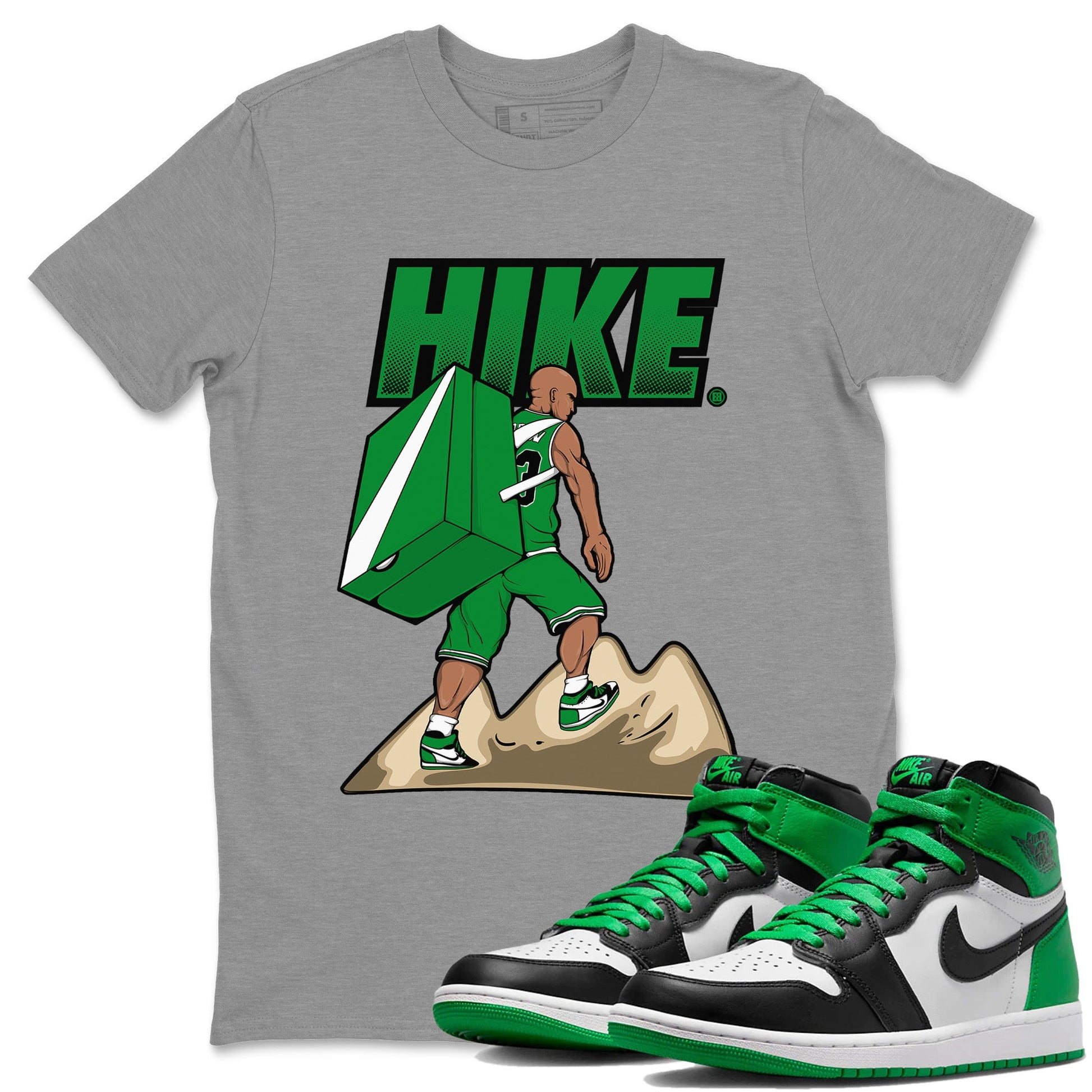 Air Jordan 1 Celtics Sneaker Match Tees Hike Sneaker Tees Air Jordan 1 High OG Celtics Sneaker Release Tees Unisex Shirts Heather Grey 1