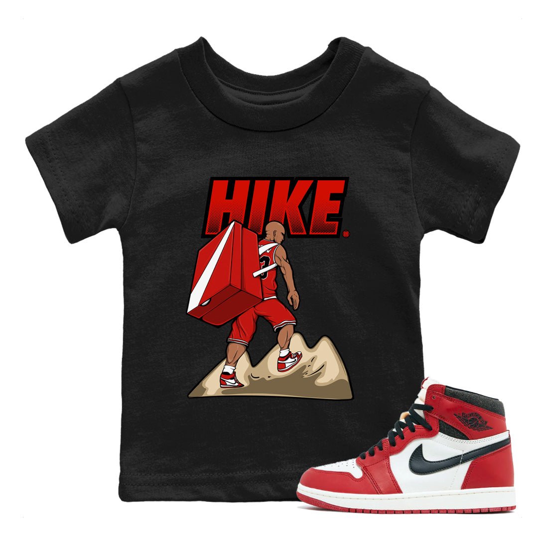 Air Jordan 1 Chicago Sneaker Match Tees Hike Sneaker Tees Air Jordan 1 Retro Chicago Sneaker Release Tees Kids Shirts Black 1