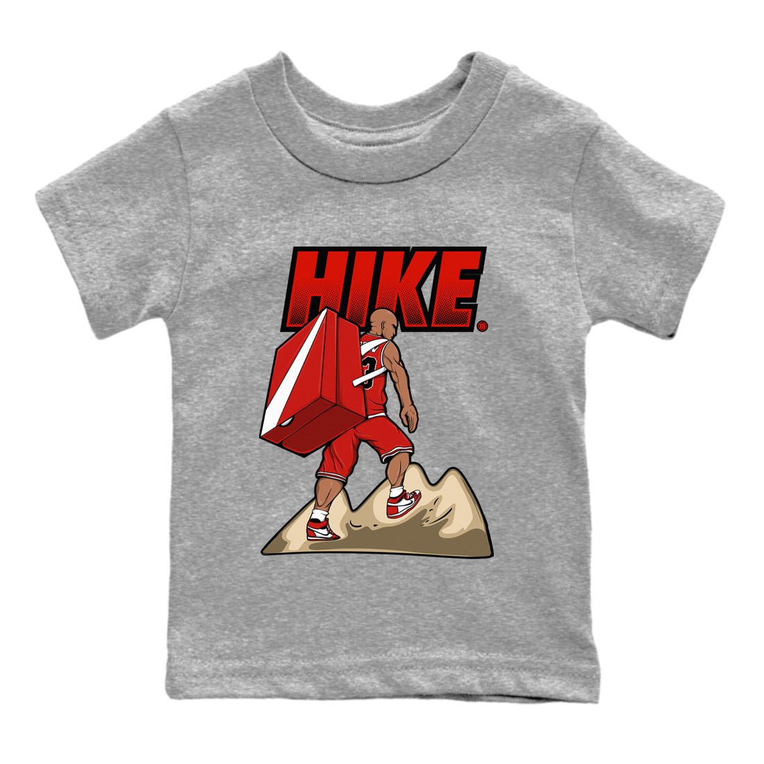 Air Jordan 1 Chicago Sneaker Match Tees Hike Sneaker Tees Air Jordan 1 Retro Chicago Sneaker Release Tees Kids Shirts Heather Grey 2