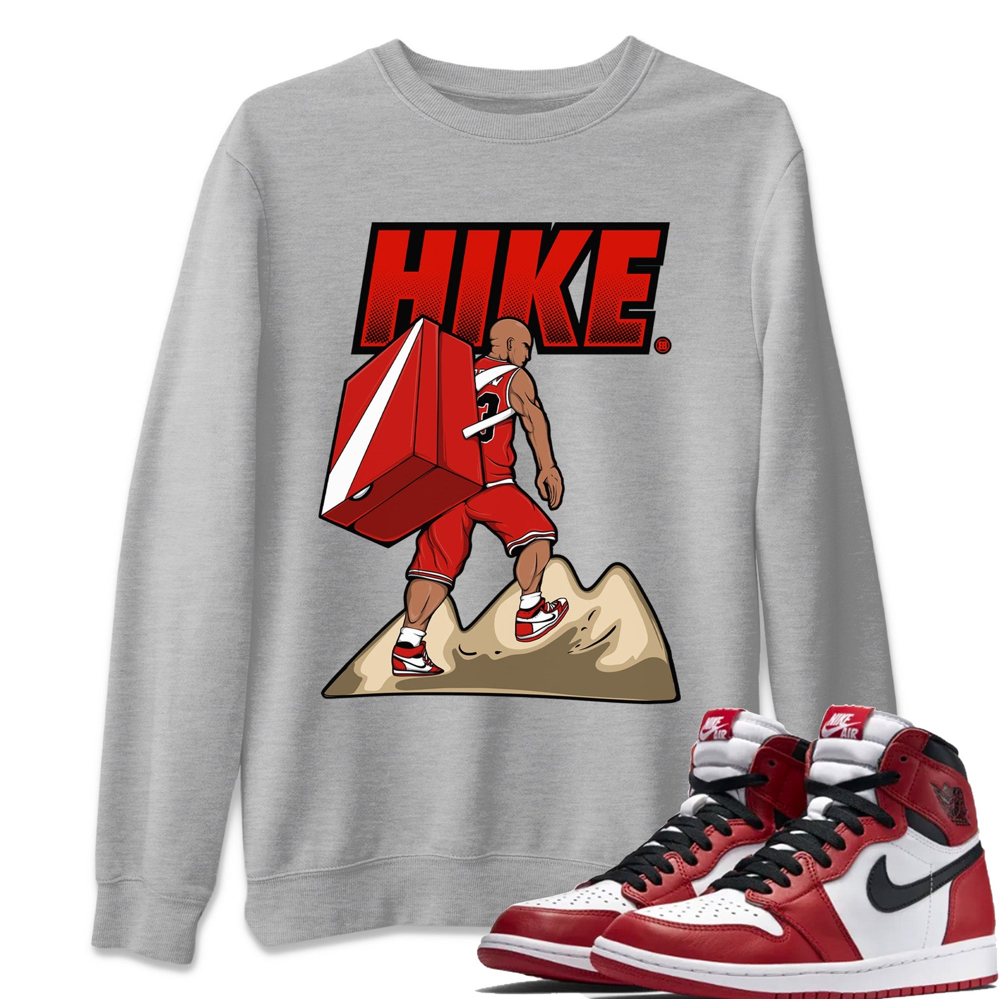 Air Jordan 1 Chicago Sneaker Match Tees Hike Sneaker Tees Air Jordan 1 Retro Chicago Sneaker Release Tees Unisex Shirts Heather Grey 1