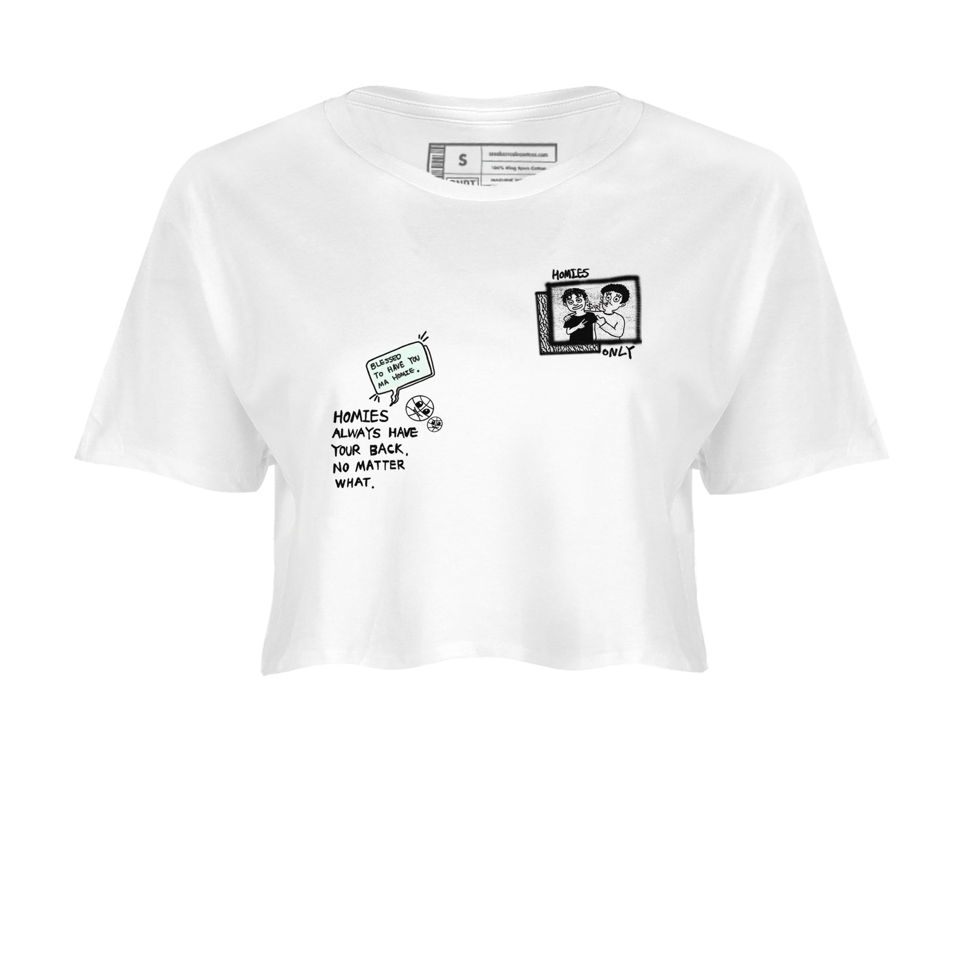 3s Green Glow shirt to match jordans Homies Only sneaker tees Air Jordan 3 Green Glow SNRT Sneaker Release Tees White 2 crop length shirt