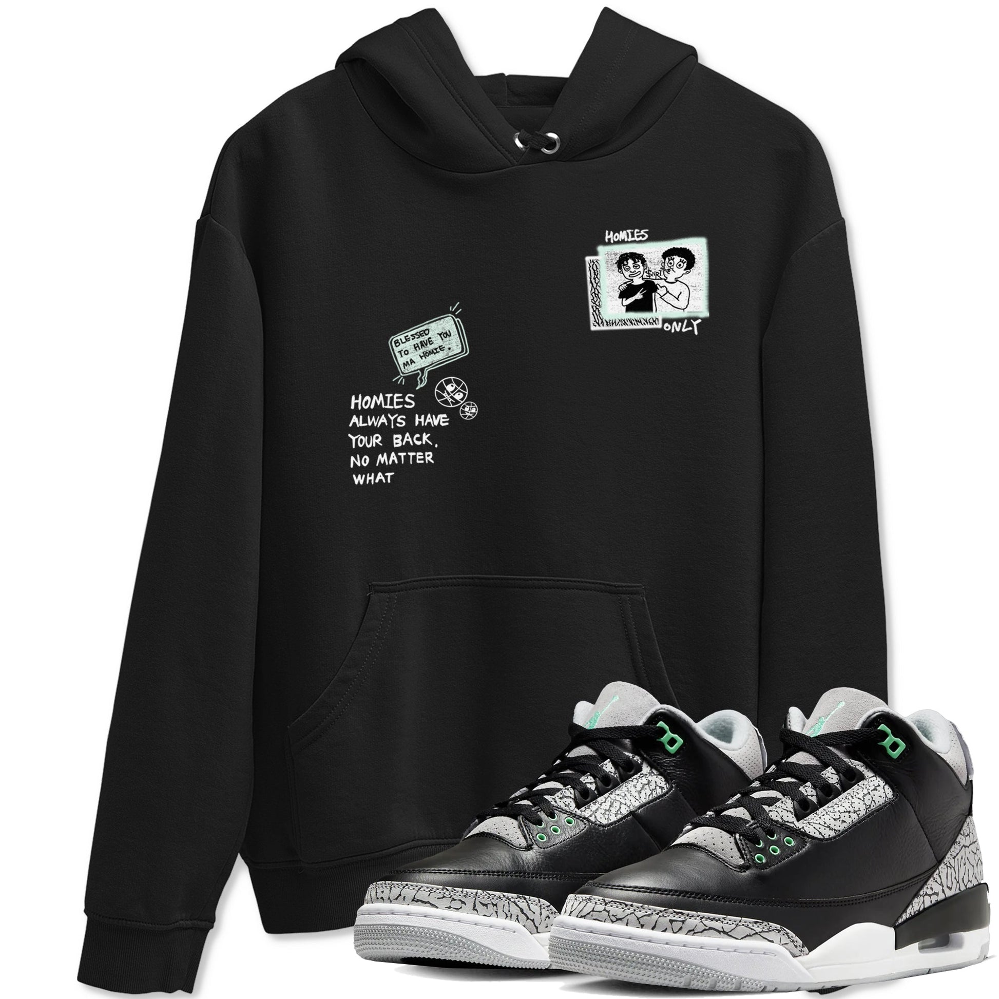 3s Green Glow shirt to match jordans Homies Only sneaker tees Air Jordan 3 Green Glow SNRT Sneaker Release Tees unisex cotton Black 1 crew neck shirt