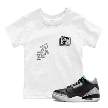 3s Green Glow shirt to match jordans Homies Only sneaker tees Air Jordan 3 Green Glow SNRT sneaker release tees baby toddler White 1 cotton Shirt