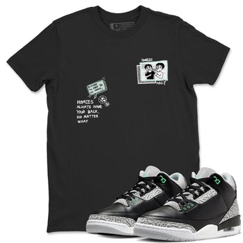 3s Green Glow shirt to match jordans Homies Only sneaker tees Air Jordan 3 Green Glow SNRT Sneaker Release Tees unisex cotton Black 1 crew neck shirt