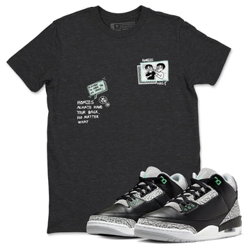 3s Green Glow shirt to match jordans Homies Only sneaker tees Air Jordan 3 Green Glow SNRT Sneaker Release Tees unisex cotton Charcoal Heather 1 crew neck shirt
