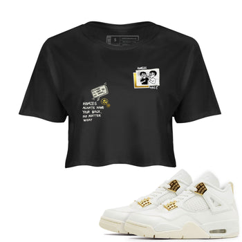 Air Jordan 4 WMNS Sail shirt to match jordans Homies Only sneaker tees 4s Sail SNRT Sneaker Release Tees Black 1 crop length shirt