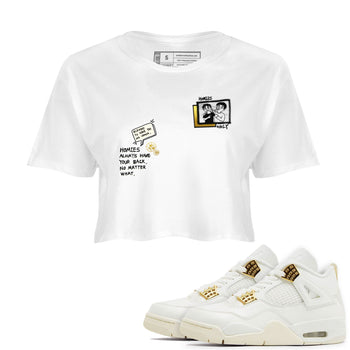 Air Jordan 4 WMNS Sail shirt to match jordans Homies Only sneaker tees 4s Sail SNRT Sneaker Release Tees White 1 crop length shirt