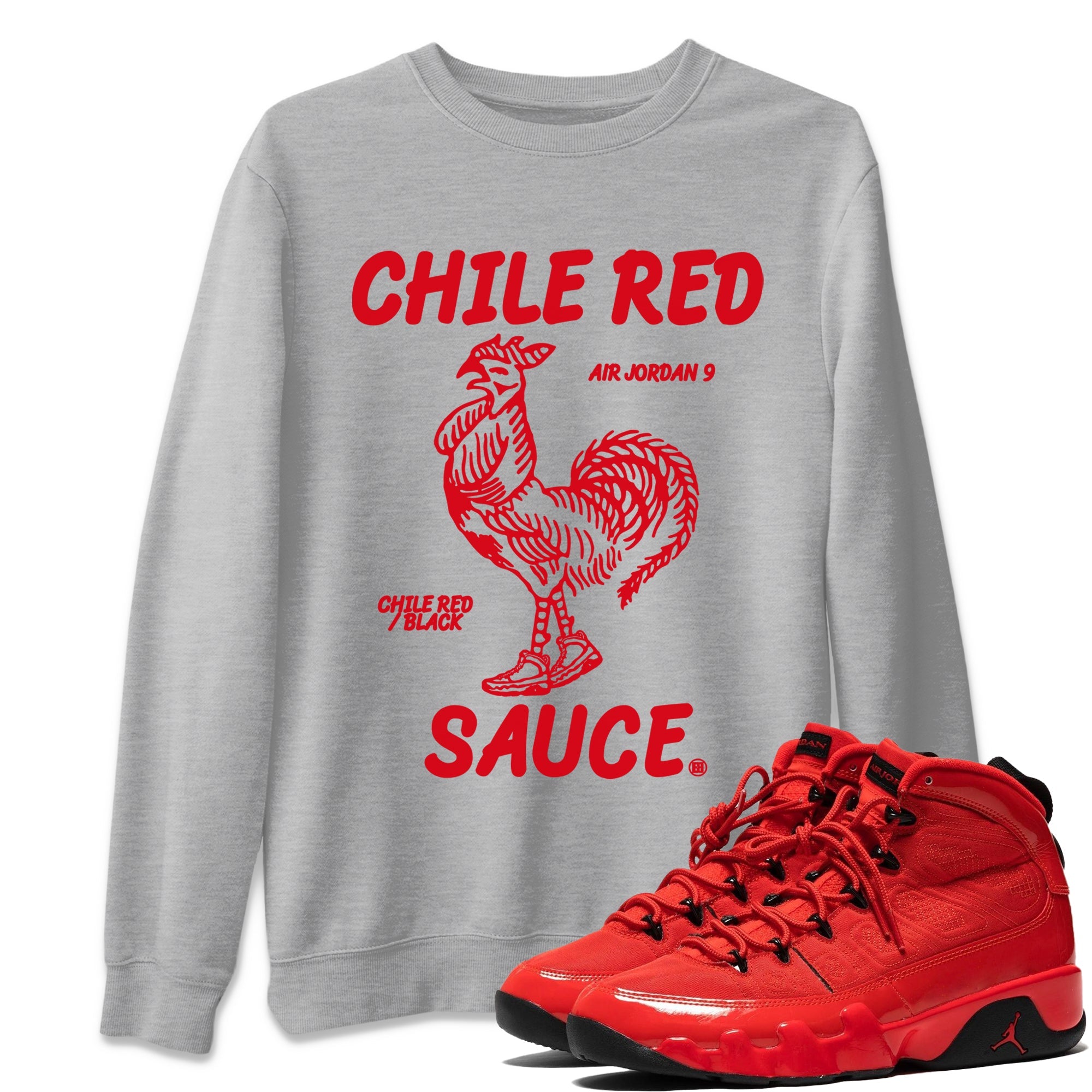 Jordan 9 Chile Red Sneaker Match Tees Hot Sauce Sneaker Tees Jordan 9 Chile Red Sneaker Release Tees Unisex Shirts