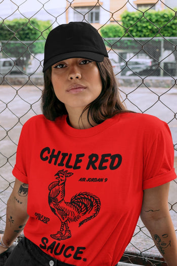 Jordan 9 Chile Red Sneaker Match Tees Hot Sauce Sneaker Tees Jordan 9 Chile Red Sneaker Release Tees Unisex Shirts