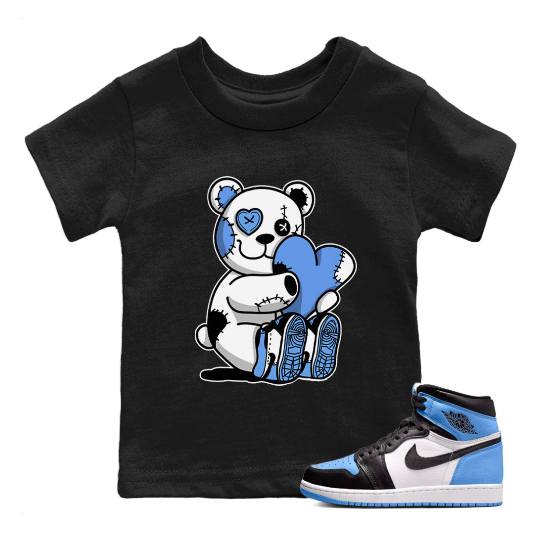 Air Jordan 1 Retro High OG UNC Toe shirt to match jordans Hugging Bear sneaker tees UNC Toe 1s SNRT Sneaker Release Tees Baby Toddler Black 1 T-Shirt