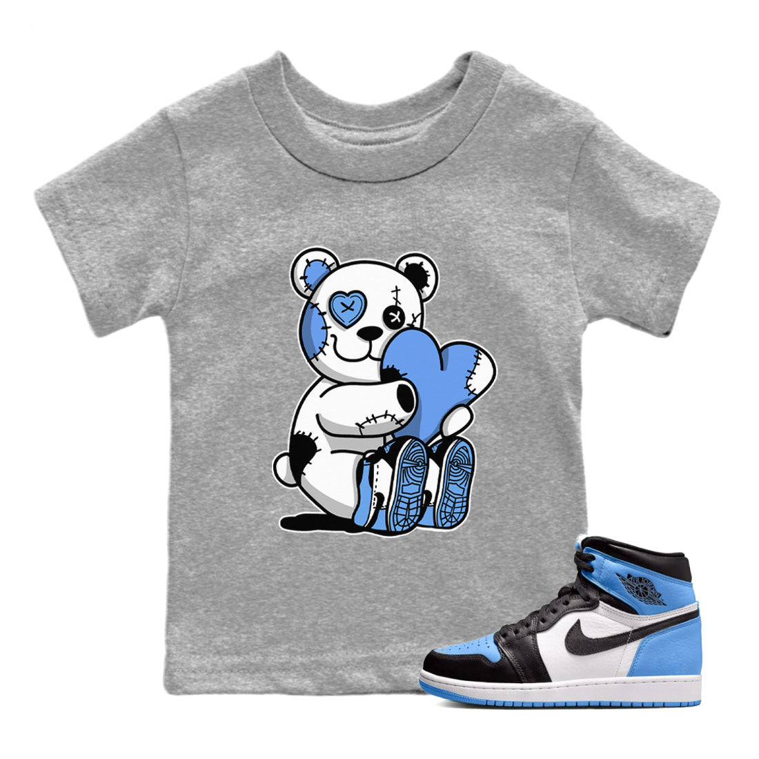 Air Jordan 1 Retro High OG UNC Toe shirt to match jordans Hugging Bear sneaker tees UNC Toe 1s SNRT Sneaker Release Tees Baby Toddler Heather Grey 1 T-Shirt
