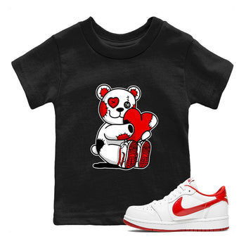 Air Jordan 1 University Red shirt to match jordans Hugging Bear sneaker tees Jordan 1 Low University Red SNRT Sneaker Release Tees Baby Toddler Black 1 T-Shirt