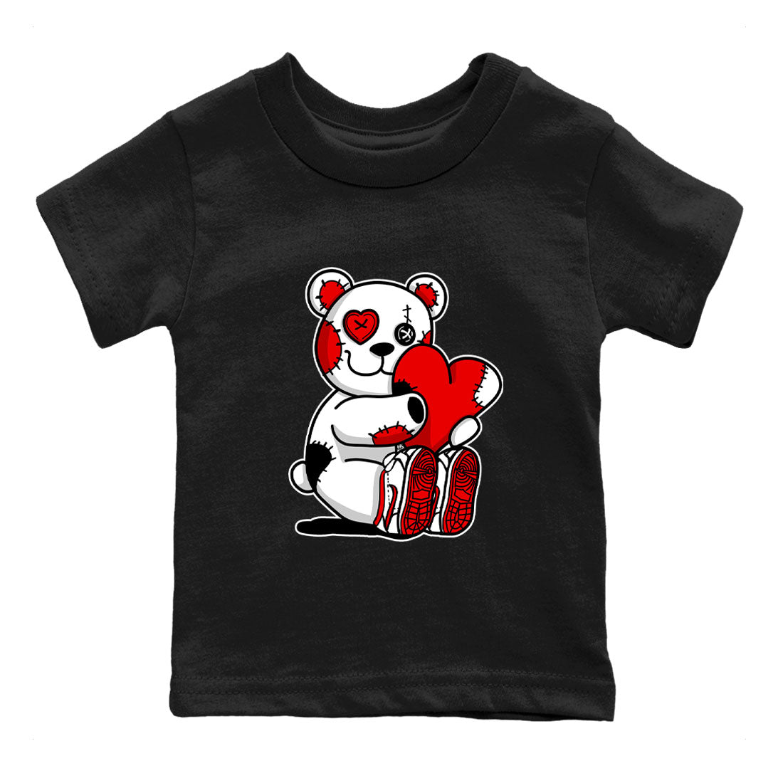 Air Jordan 1 University Red shirt to match jordans Hugging Bear sneaker tees Jordan 1 Low University Red SNRT Sneaker Release Tees Baby Toddler Black 2 T-Shirt