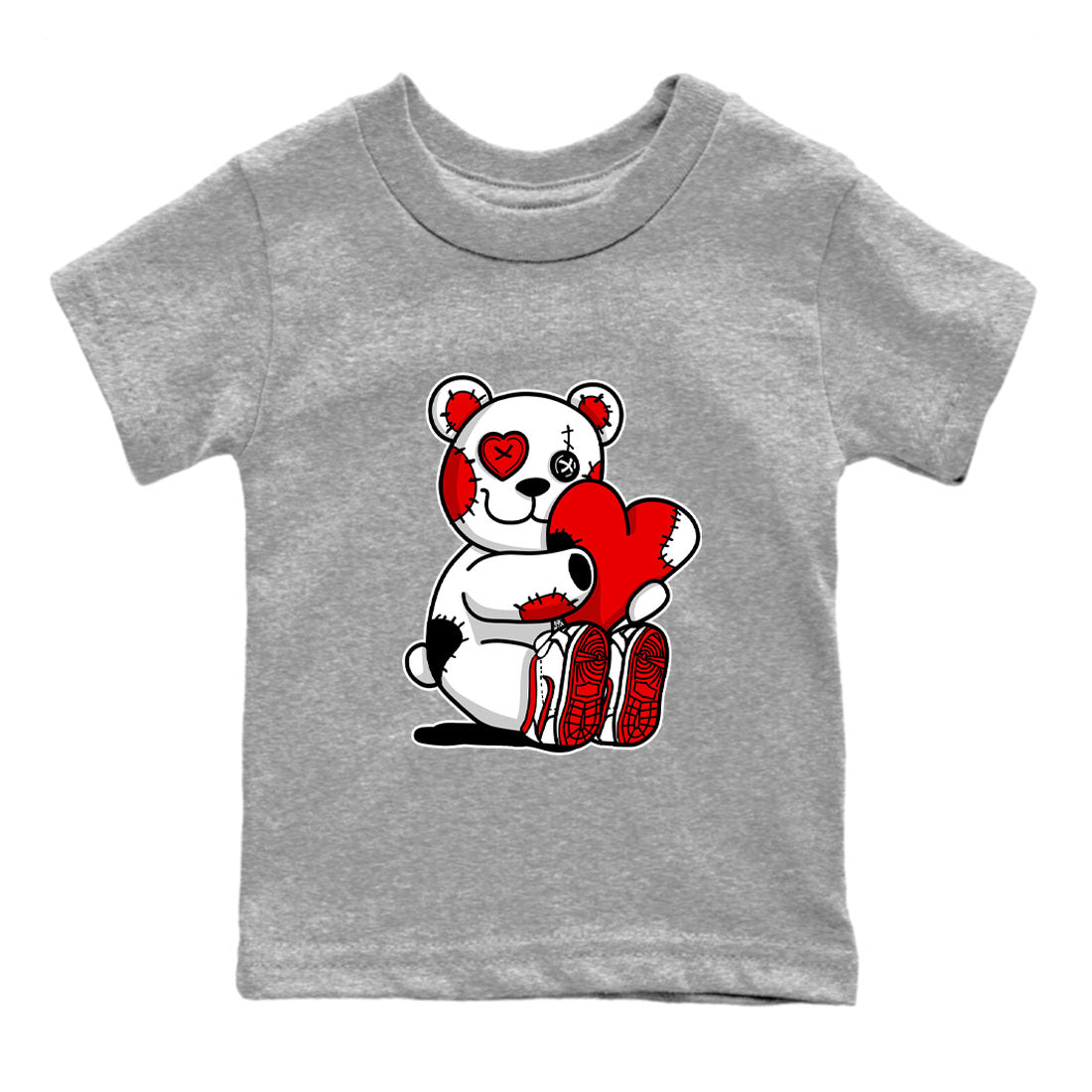 Air Jordan 1 University Red shirt to match jordans Hugging Bear sneaker tees Jordan 1 Low University Red SNRT Sneaker Release Tees Baby Toddler Heather Grey 2 T-Shirt