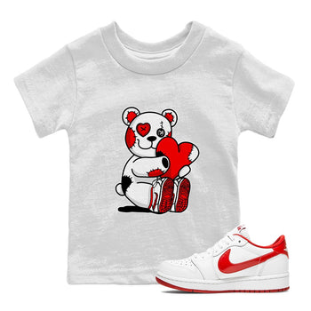 Air Jordan 1 University Red shirt to match jordans Hugging Bear sneaker tees Jordan 1 Low University Red SNRT Sneaker Release Tees Baby Toddler White 1 T-Shirt