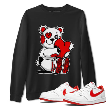 Air Jordan 1 University Red shirt to match jordans Hugging Bear sneaker tees Jordan 1 Low University Red SNRT Sneaker Release Tees Crew Neck Casual Unisex Black 1 T-Shirt
