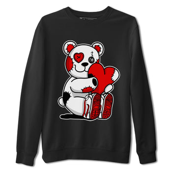 Air Jordan 1 University Red shirt to match jordans Hugging Bear sneaker tees Jordan 1 Low University Red SNRT Sneaker Release Tees Crew Neck Casual Unisex Black 2 T-Shirt
