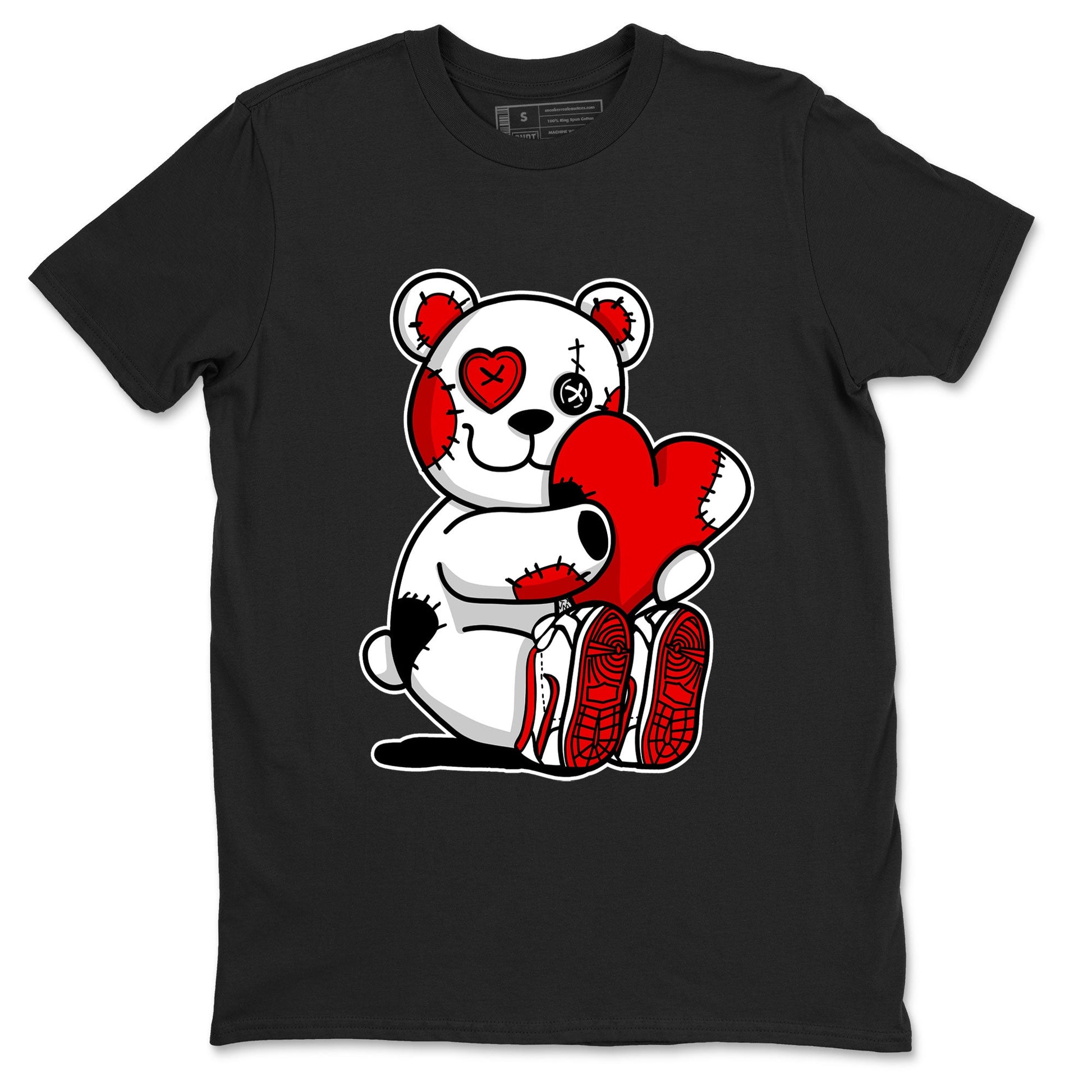 Air Jordan 1 University Red shirt to match jordans Hugging Bear sneaker tees Jordan 1 Low University Red SNRT Sneaker Release Tees Crew Neck Casual Unisex Black 2 T-Shirt