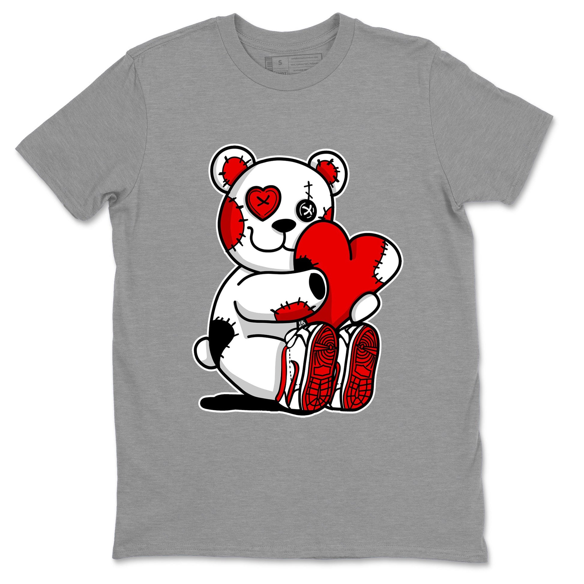 Air Jordan 1 University Red shirt to match jordans Hugging Bear sneaker tees Jordan 1 Low University Red SNRT Sneaker Release Tees Crew Neck Casual Unisex Heather Grey 2 T-Shirt