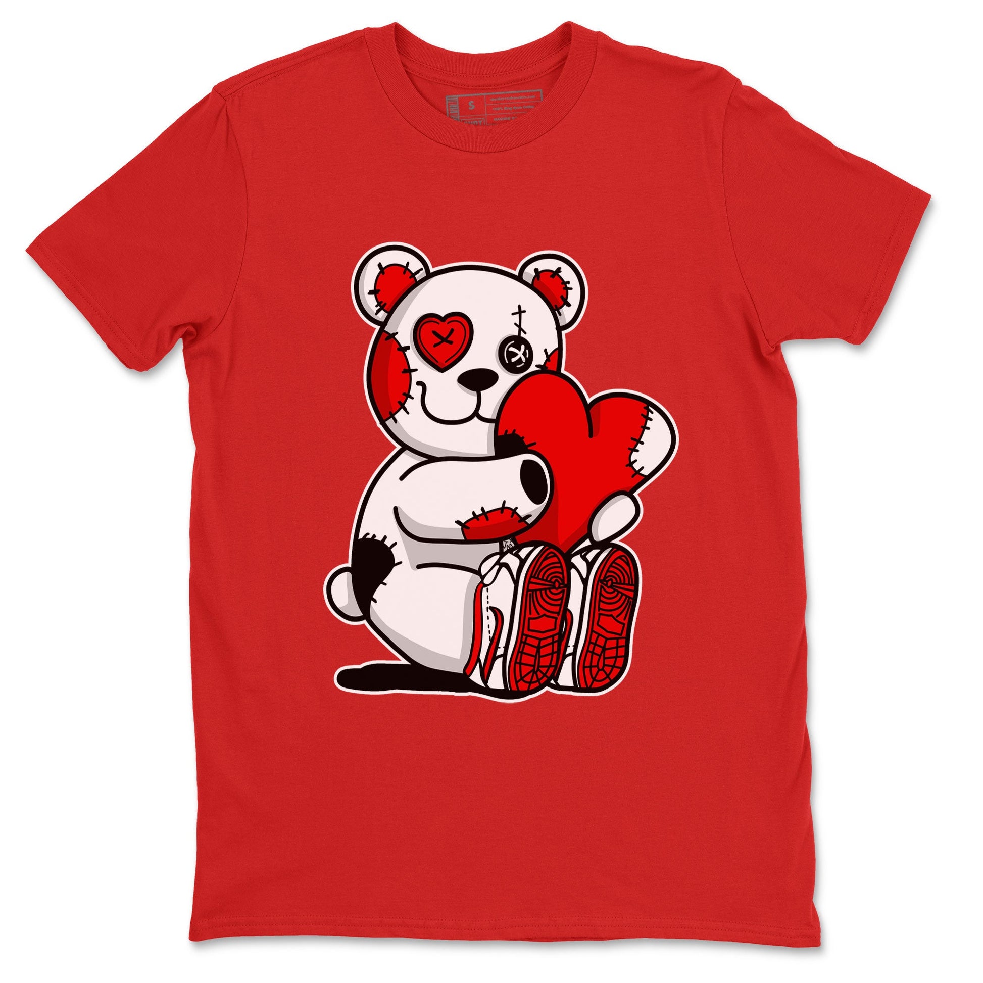 Air Jordan 1 University Red shirt to match jordans Hugging Bear sneaker tees Jordan 1 Low University Red SNRT Sneaker Release Tees Crew Neck Casual Unisex Red 2 T-Shirt