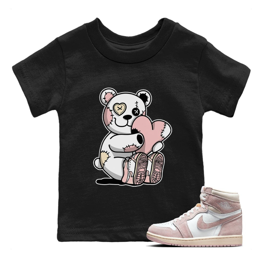 Air Jordan 1 Washed Pink Sneaker Match Tees Hugging Bear Sneaker Tees Air Jordan 1 WMNS Washed Pink Tees Kids Shirts Black 1
