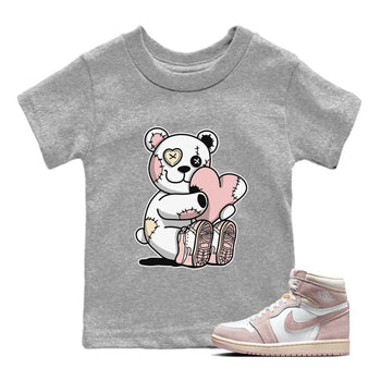 Air Jordan 1 Washed Pink Sneaker Match Tees Hugging Bear Sneaker Tees Air Jordan 1 WMNS Washed Pink Tees Kids Shirts Heather Grey 1