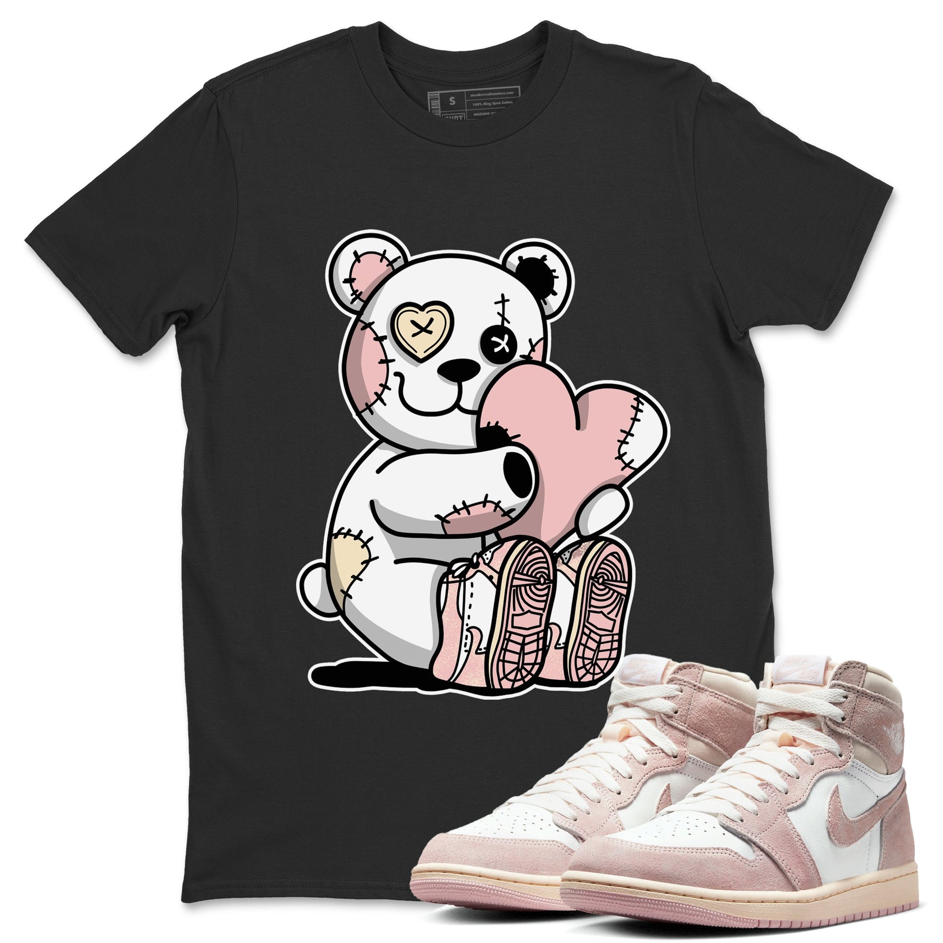 Air Jordan 1 Washed Pink Sneaker Match Tees Hugging Bear Sneaker Tees Air Jordan 1 WMNS Washed Pink Tees Unisex Shirts Black 1