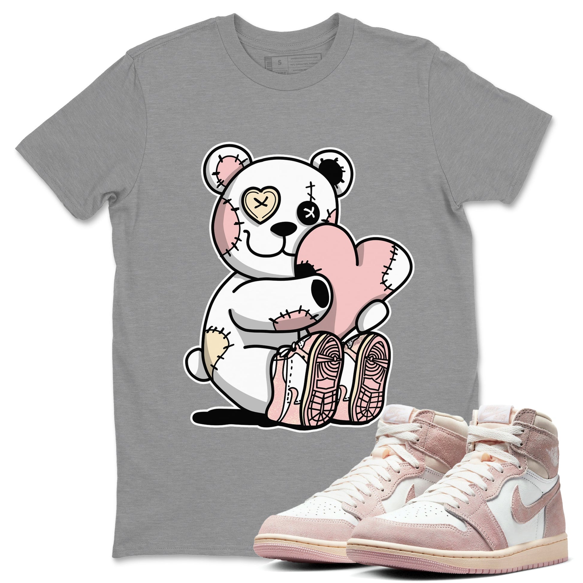 Air Jordan 1 Washed Pink Sneaker Match Tees Hugging Bear Sneaker Tees Air Jordan 1 WMNS Washed Pink Tees Unisex Shirts Heather Grey 1